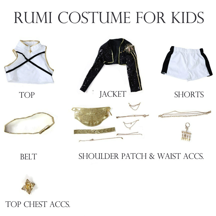 Rumi Kpop Demon Hunters Golden Stage Black Costume. Premium.