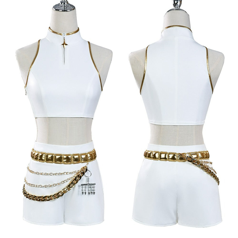 Rumi Kpop Demon Hunters Golden Stage White Costume. Premium.