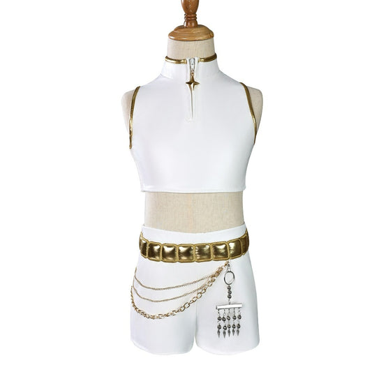 Rumi Kpop Demon Hunters Golden Stage White Costume. Premium.